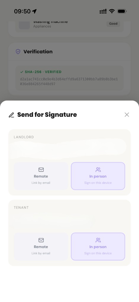 Check-in report awaiting signatures